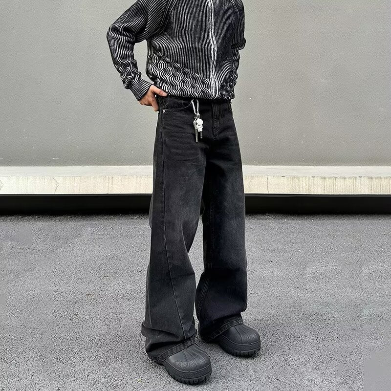 Spring And Autumn Mid-waist Regular American High Street Retro Patchwork Jeans