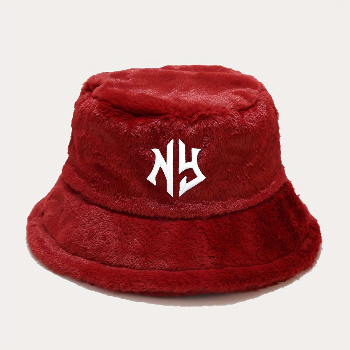 1pc Women's Embroidered Bucket Hat Unisex Warm Plush Sun Hat Men's Outdoor Fashion Trends Vacation Travel Foldable Fisherman Cap for Autumn Winter