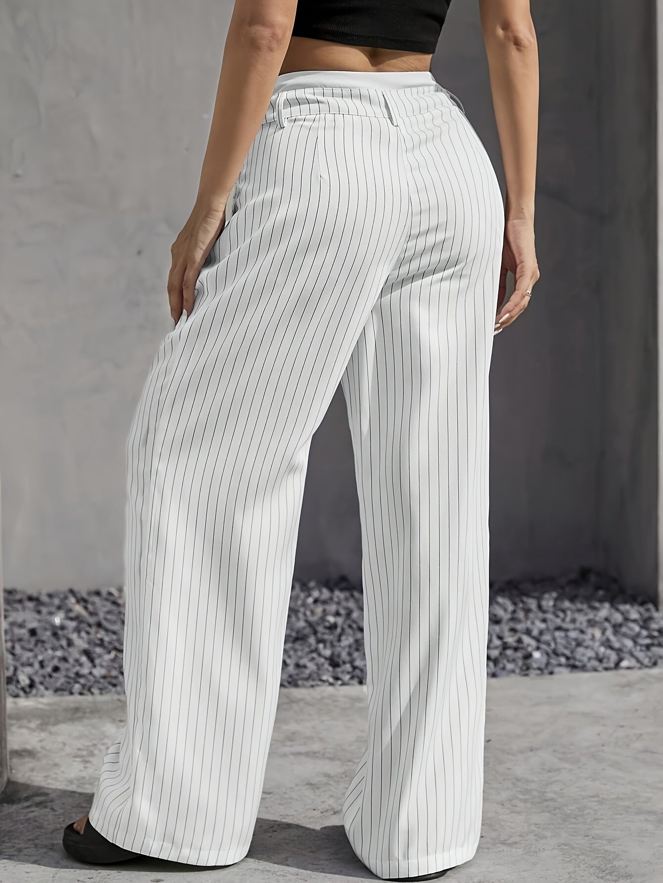 New Cross-Border Design of High-Waisted, Casual, Spliced Straight Pants with a Minimalist Drape Style Inspired by Japanese And Korean Fashion