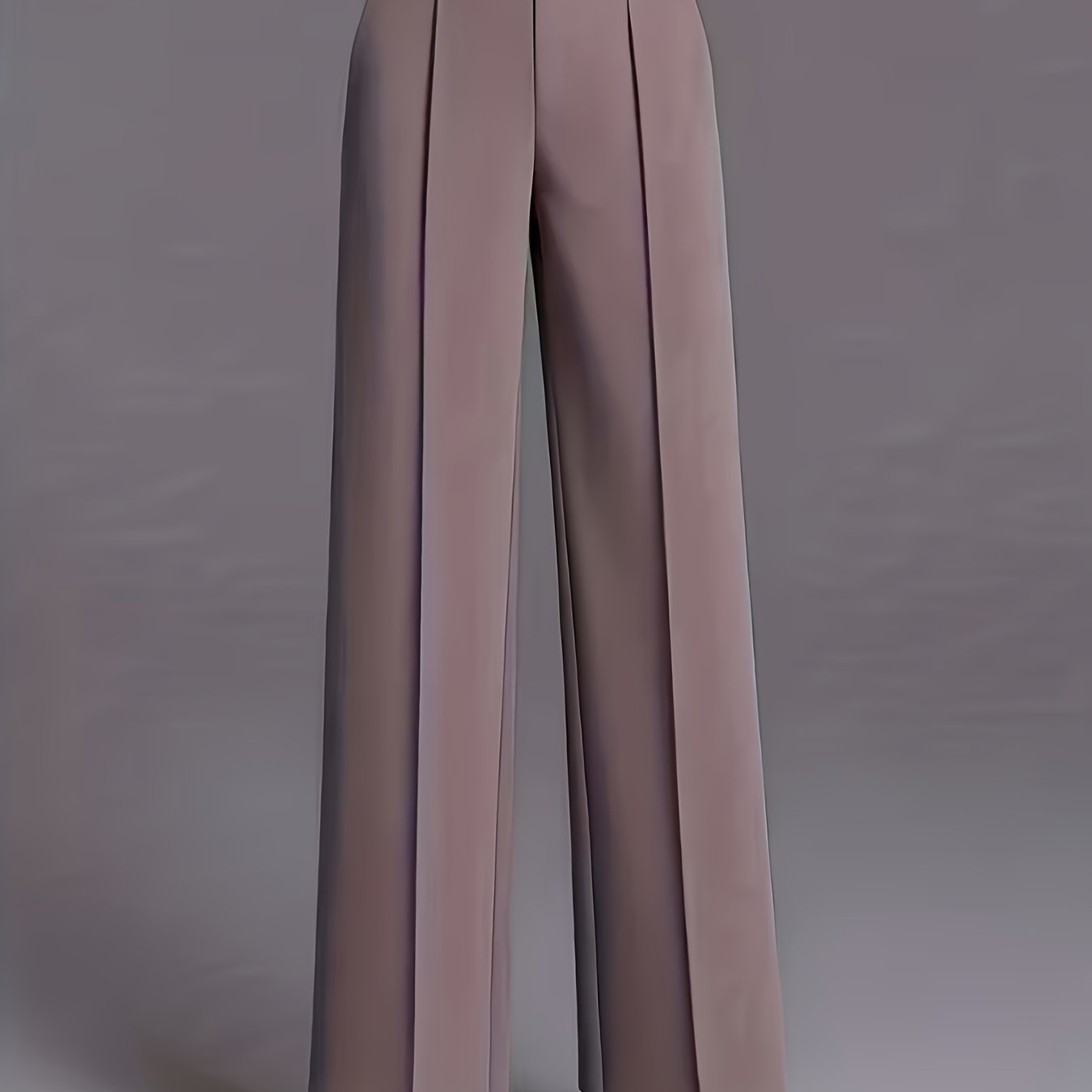 Women's Elegant High-Waisted Slant Pocket Solid Color Straight-Leg Pants