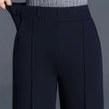 Women's Elegant High-Waisted Slant Pocket Solid Color Straight-Leg Pants