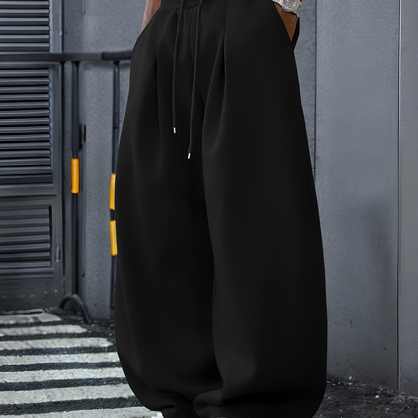 Casual Loose-Fit Grey Pants | Solid Color, Suitable for Daily Wear and Street Style, Regular Length, Slight Stretch Fabric