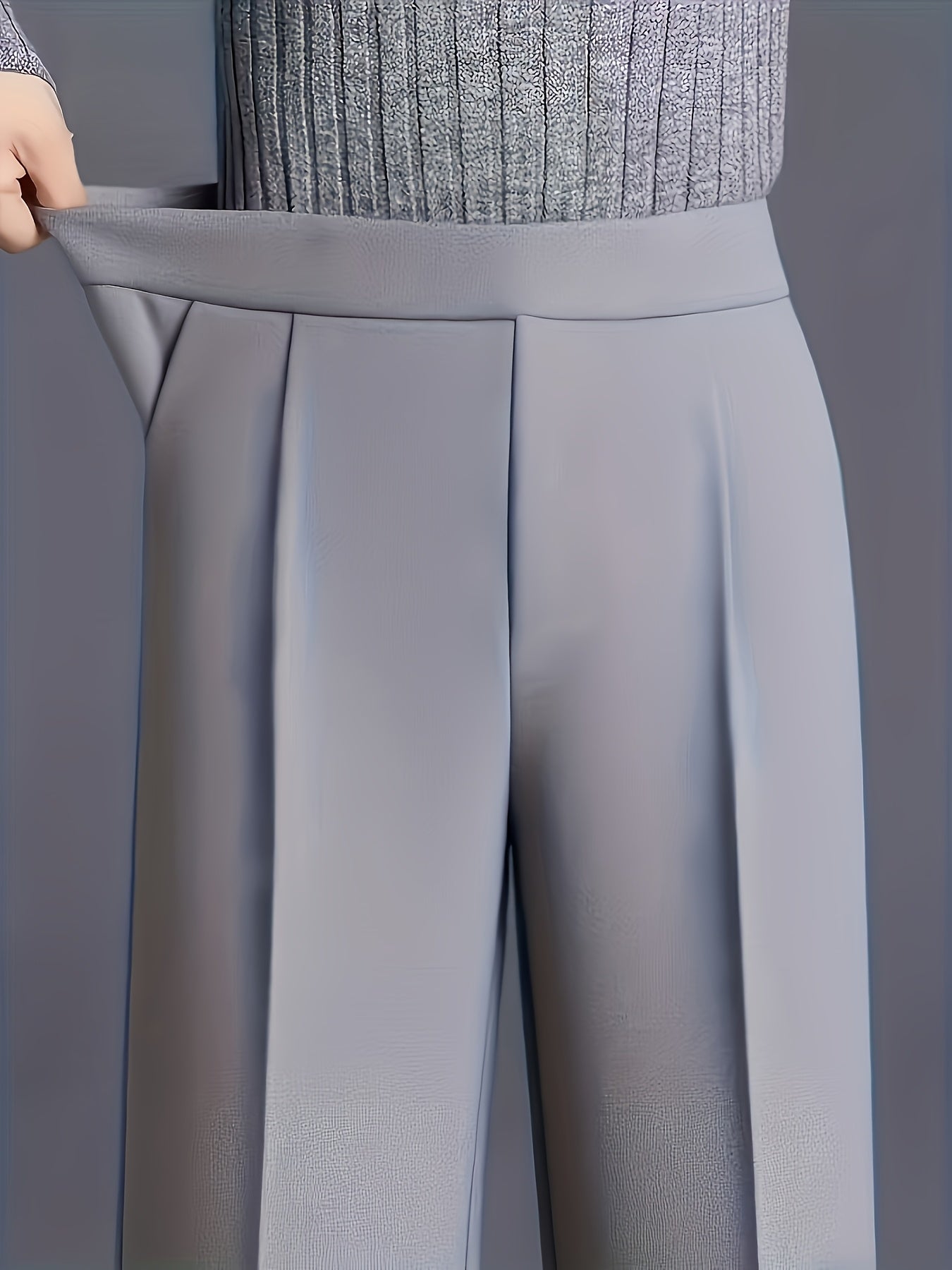 Women's Elegant High-Waisted Slant Pocket Solid Color Straight-Leg Pants