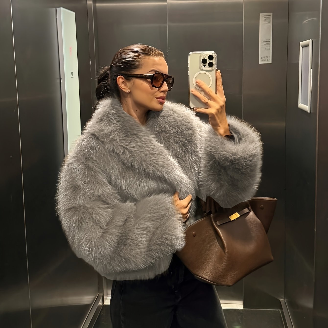 Faux Winter Warm Fashion Plush Top Short Coat for Women