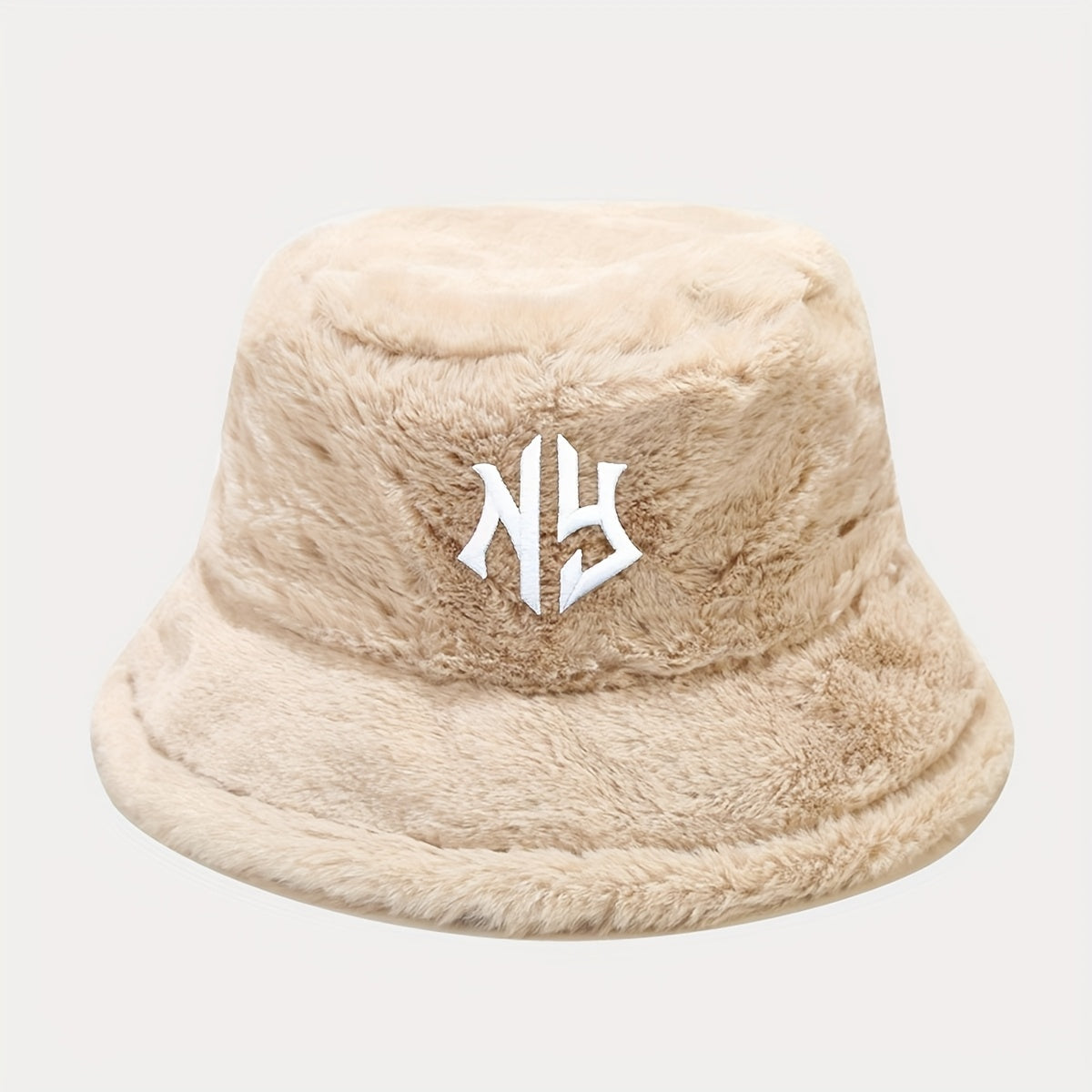 1pc Women's Embroidered Bucket Hat Unisex Warm Plush Sun Hat Men's Outdoor Fashion Trends Vacation Travel Foldable Fisherman Cap for Autumn Winter