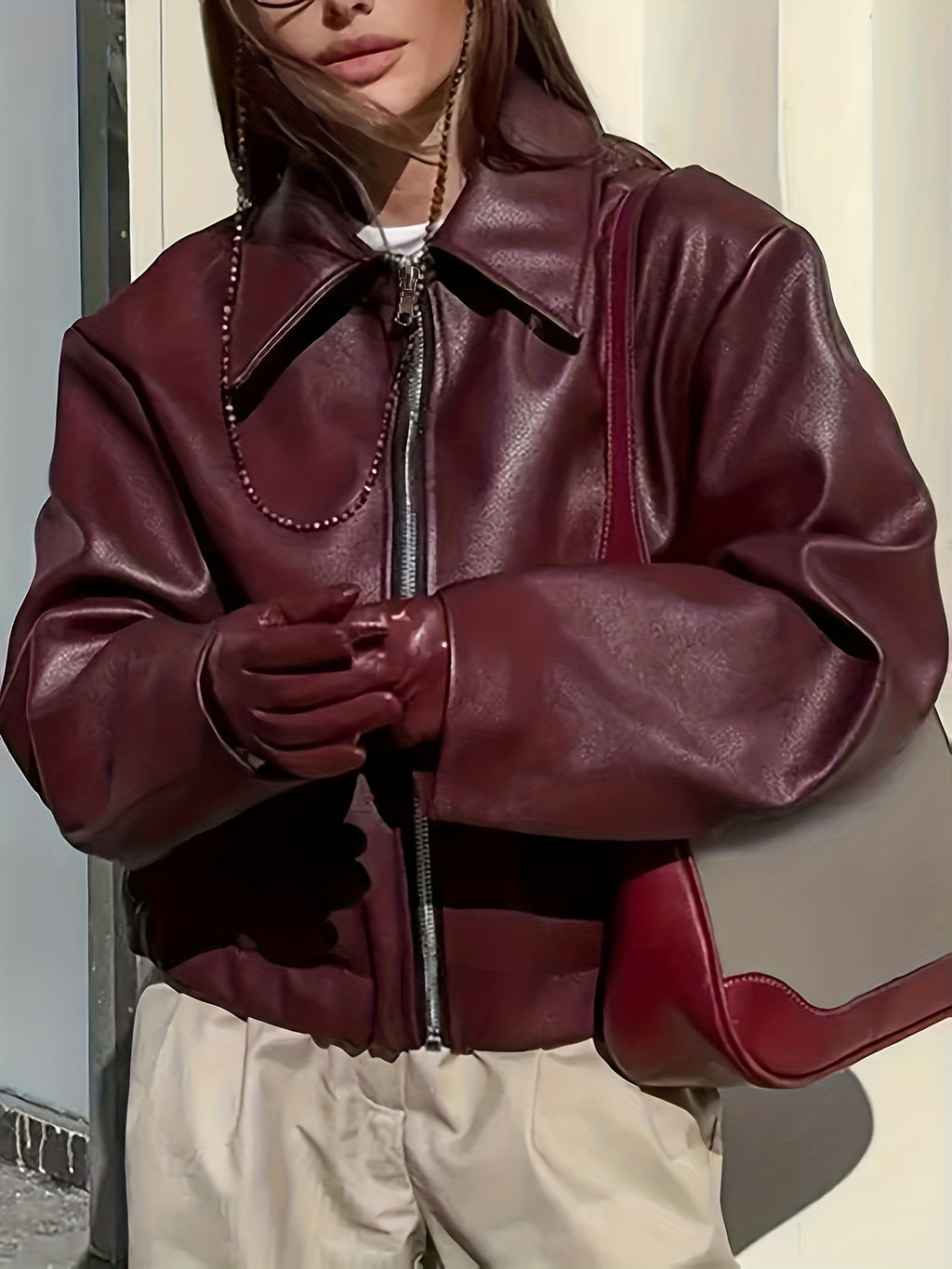 Women'S Casual Chic Jacket - Brown Zip-Up Coat with Lapel Collar, Structured Fit for Spring/Fall, Office, Party, Everyday - Durable Outerwear For Women, Ladies Jacket, Party Attire, Sleek Design, Stylish Coat, Fashion Lovers,