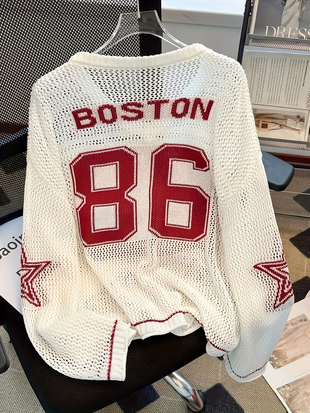 2025 New American Retro Style Solid Color V-neck Sweater | Star Print, Loose-Fit, Sun-Protective Pullover