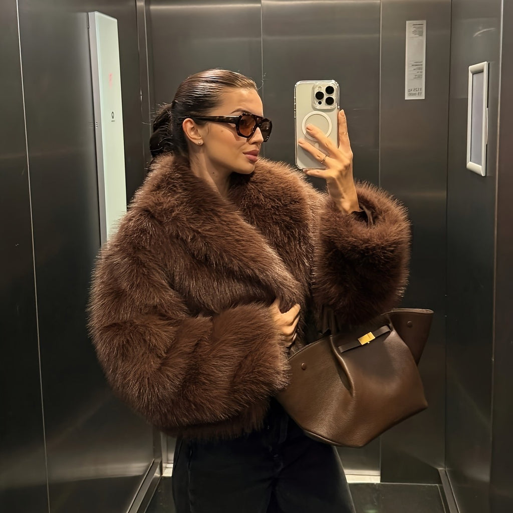 Faux Winter Warm Fashion Plush Top Short Coat for Women