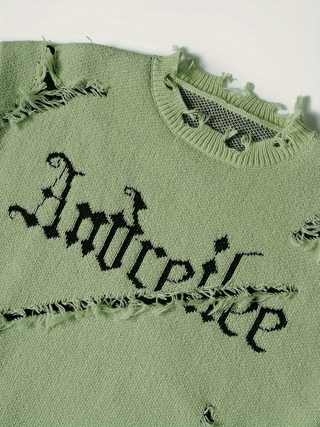 Men'S Oversized Knit Sweater - Loose Fit Drop Shoulder Pullover with Andrii Lettering, Dark Green Streetwear Sweater for Fall/Winter, Non-Bulky Casual Sweater for Everyday & Formal Outfits, Sweater, Fall Winter Apparel, Distr