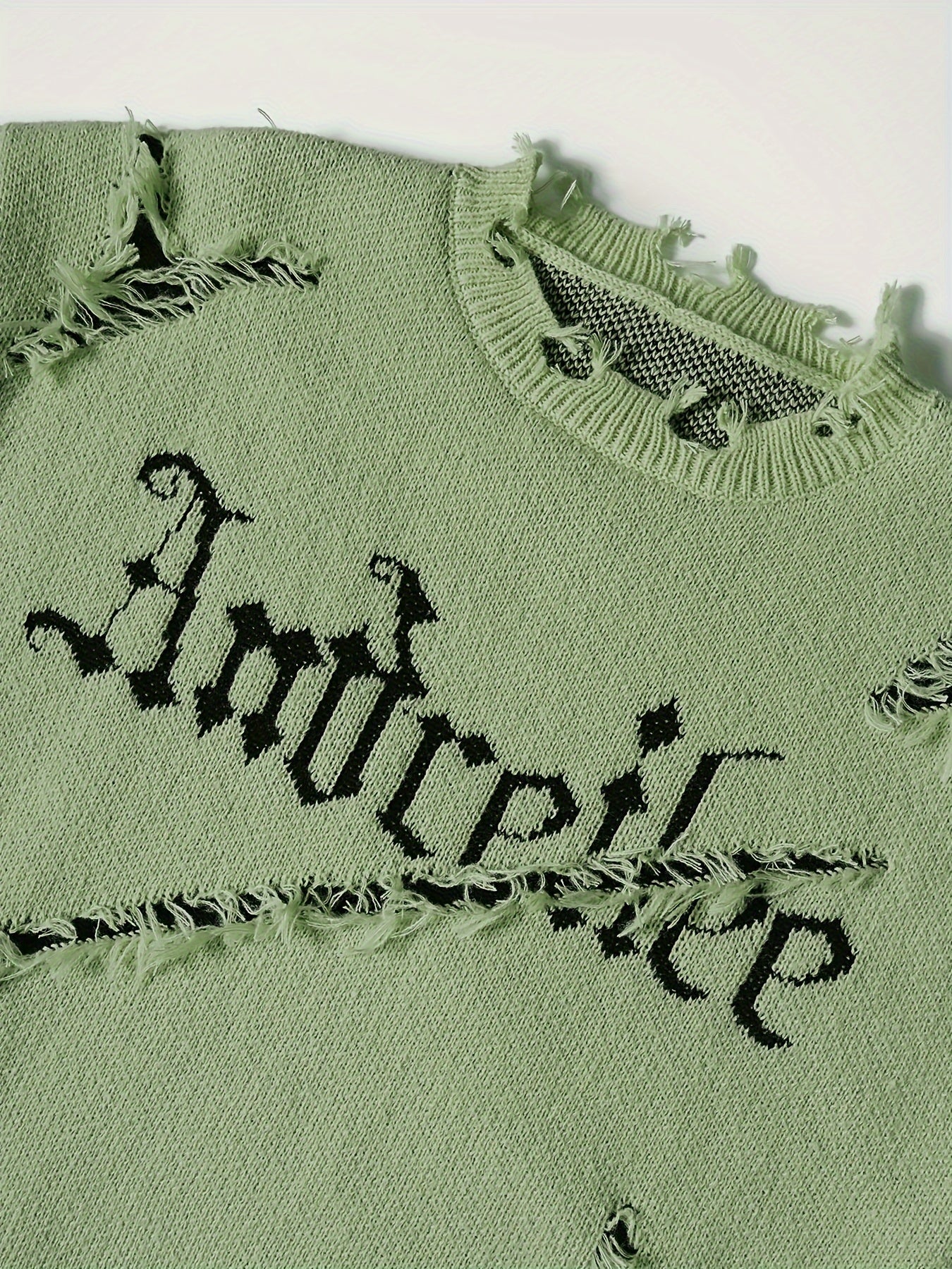 Men'S Oversized Knit Sweater - Loose Fit Drop Shoulder Pullover with Andrii Lettering, Dark Green Streetwear Sweater for Fall/Winter, Non-Bulky Casual Sweater for Everyday & Formal Outfits, Sweater, Fall Winter Apparel, Distr