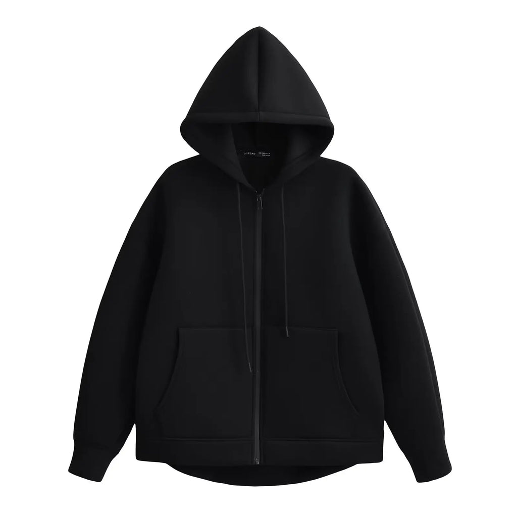 HH 2025 Casual Women's Soild Zipper Hoodie Long Sleeve Big Pocket Zipper Jacket With Hood Female Loose Outerwear Coat Tops