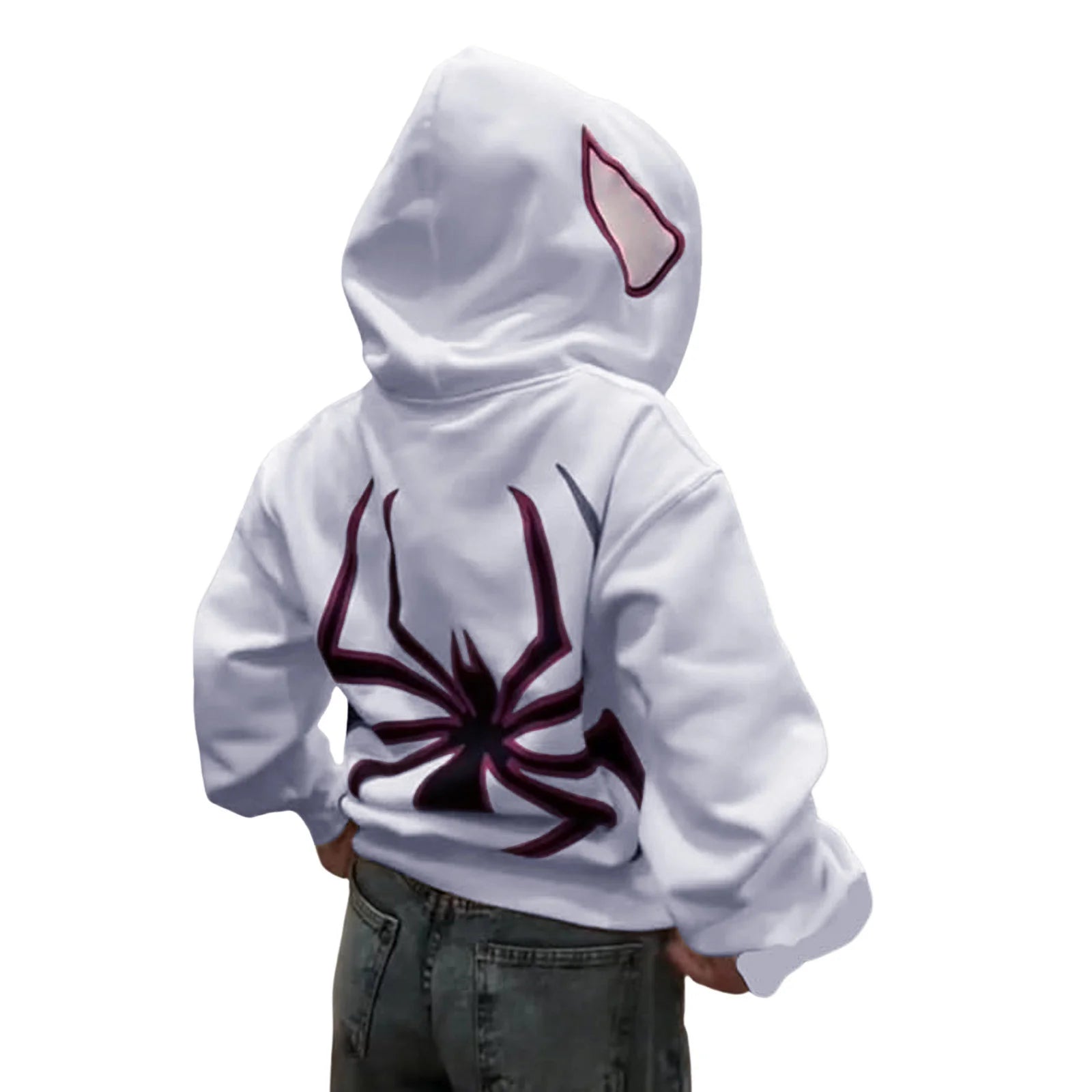 Harajuku Casual Loose Hooded Sweatshirt Y2k Women/Men Spider Print Hoodies Women Hip Hop Zipper Long Sleeve Jacket Coats Autumn