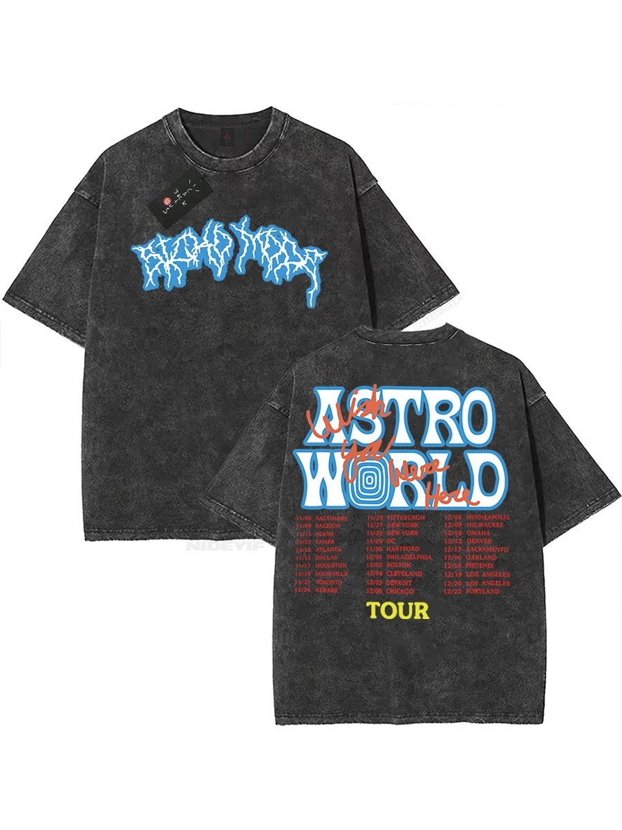 100% Cotton Oversized T Shirt For Men Women HipHop Washed T Shirts cactus jack Short Sleeve Gift Tops look mom i can fly K39