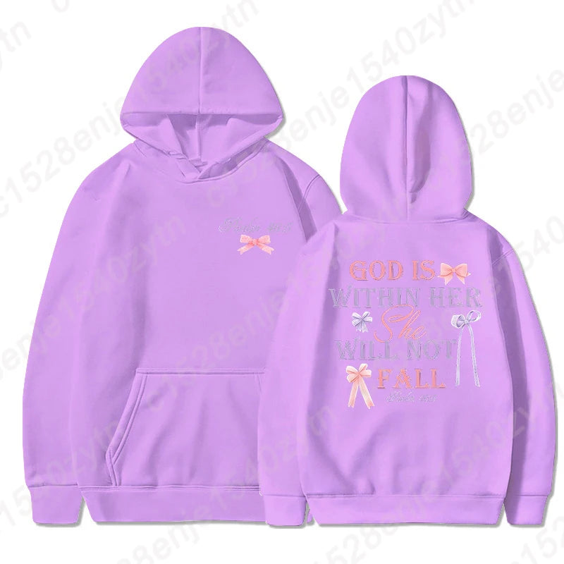 Women's Hoodies with Butterfly and Letter Print, Long Sleeves, Hooded, Christian Jesus God Graphic Hoodies, Harajuku Pulllovers