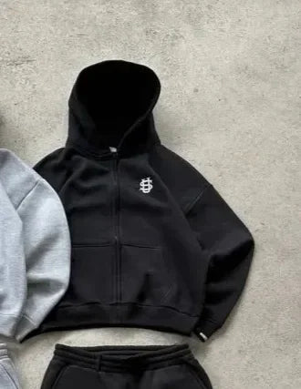 2025 European and American fashion embroidery design men clothing set Y2k street Harajuku Gothic loose couple casual tracksuit