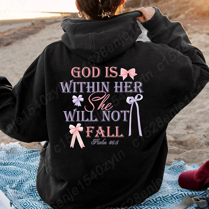 Women's Hoodies with Butterfly and Letter Print, Long Sleeves, Hooded, Christian Jesus God Graphic Hoodies, Harajuku Pulllovers