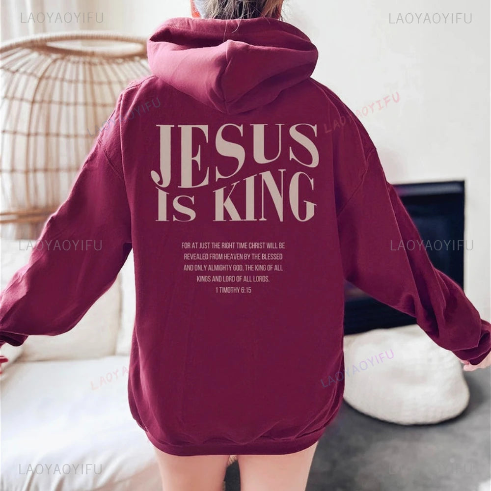 Jesus Is King Sweatshirt Jesus Women Long Seleeve Hoodie Christian Hoody Clothes Christian Streetwear Gospel Jesus Clothes