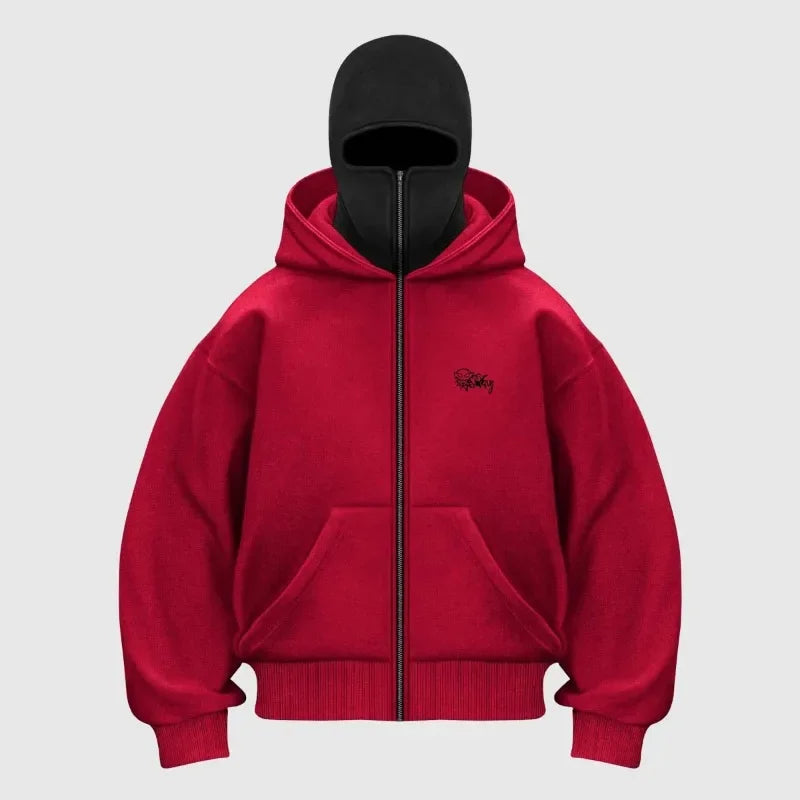 Y2K Zip up Hoodie Gothic Hip Hop Harajuku Double Hat high quality Oversized Streetwear Men Women Fashion vintage sweatshirt top