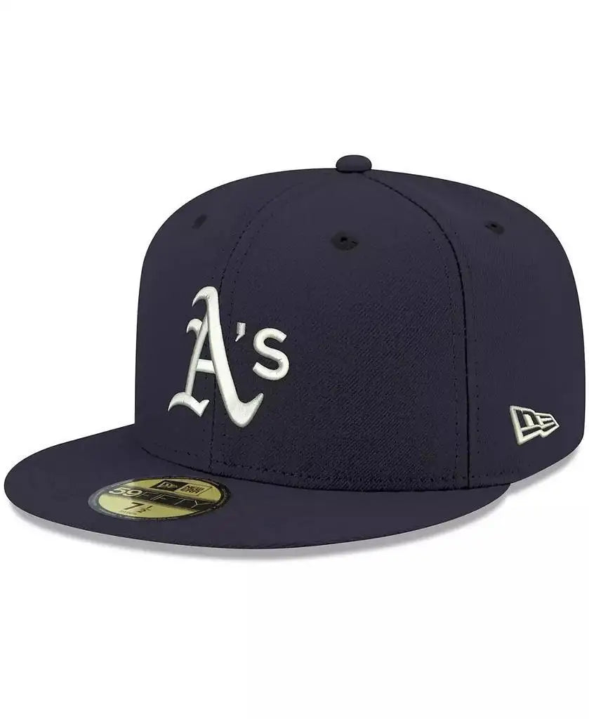 New Era | Men's Navy Oakland Athletics Logo White 59FIFTY Fitted Hat