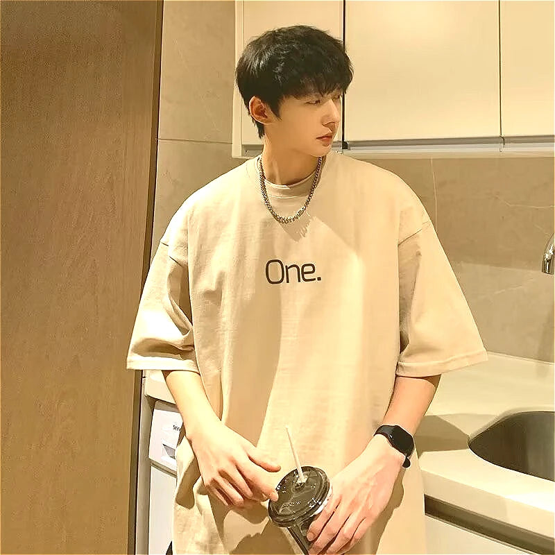 【M-8XL】Men's Oversized Tee Casual Loose Letters with meaning one Printed T-shirt Suitable Men Women