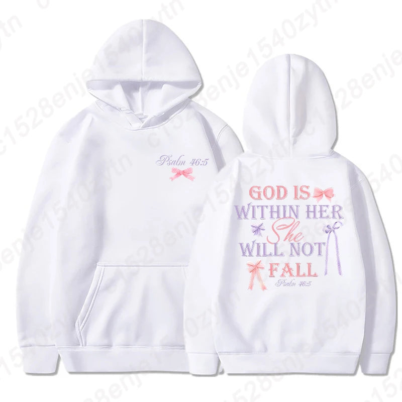 Women's Hoodies with Butterfly and Letter Print, Long Sleeves, Hooded, Christian Jesus God Graphic Hoodies, Harajuku Pulllovers