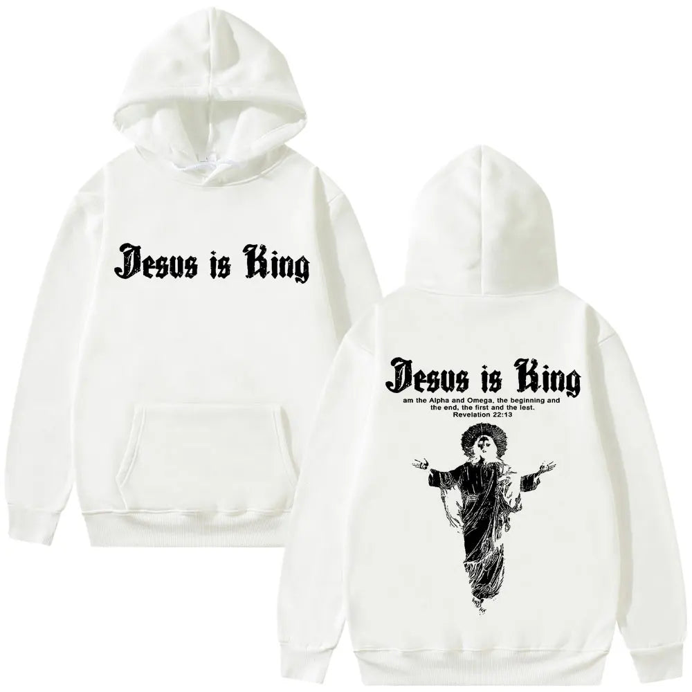 Jesus Is King Graphic Hoodie Christian Religious Clothes Men Women Fashion Gothic Rock Sweatshirt Hip Hop Oversized Streetwear