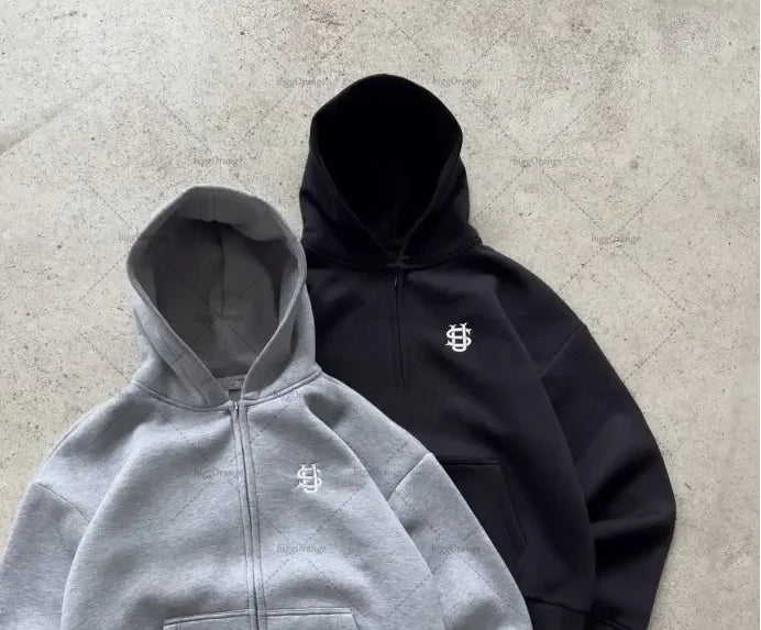 2025 European and American fashion embroidery design men clothing set Y2k street Harajuku Gothic loose couple casual tracksuit