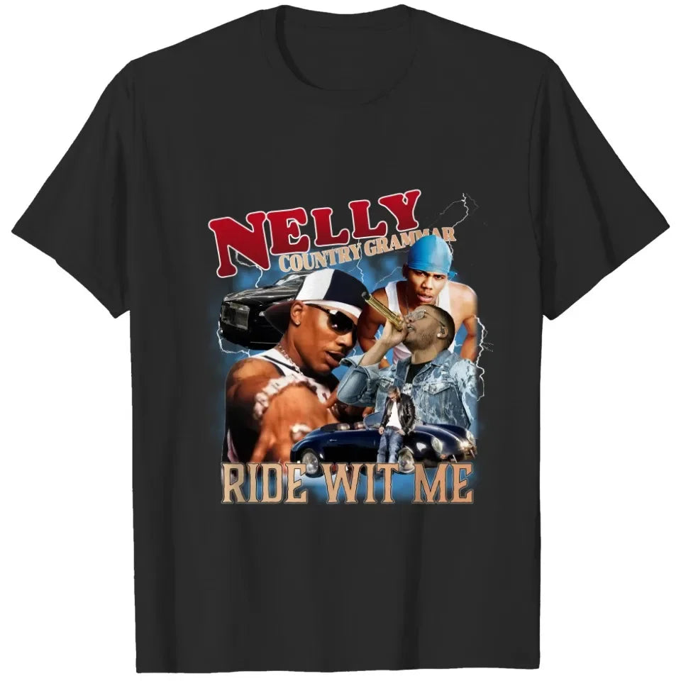 Nelly 90s Vintage Nellyville Rapper Graphic Cotton T-shirt Unisex Men Women Hip Hop Short Sleeve Classic Tee Fans Essentials