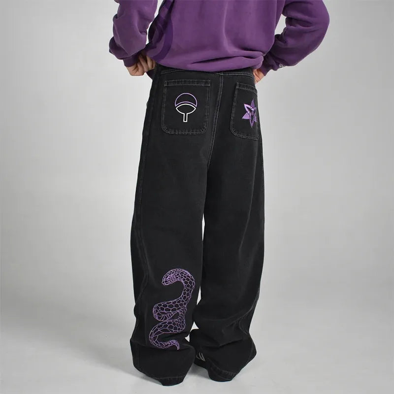 Y2K Baggy jeans Anime patterns Harajuku Denim Pants Hip Hop streetwear vintage low rise jeans Casual aesthetic wide leg jeans