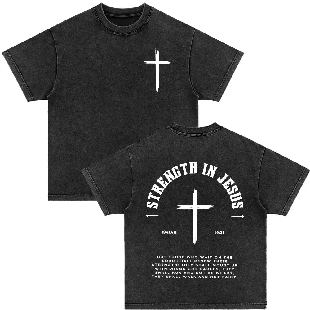 Christian Jesus Died for Me Now I Live for Him Bible Verse Vintage Washed T-shirts Men Women Fashion Harajuku Oversized T Shirts