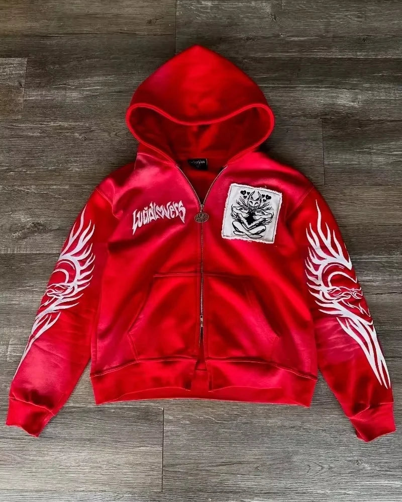 Autumn And Winter New Fashion Letter Embroidery Patch Zipper Sweater Women Y2K Harajuku Retro Gothic Casual Joker Sports Sweater