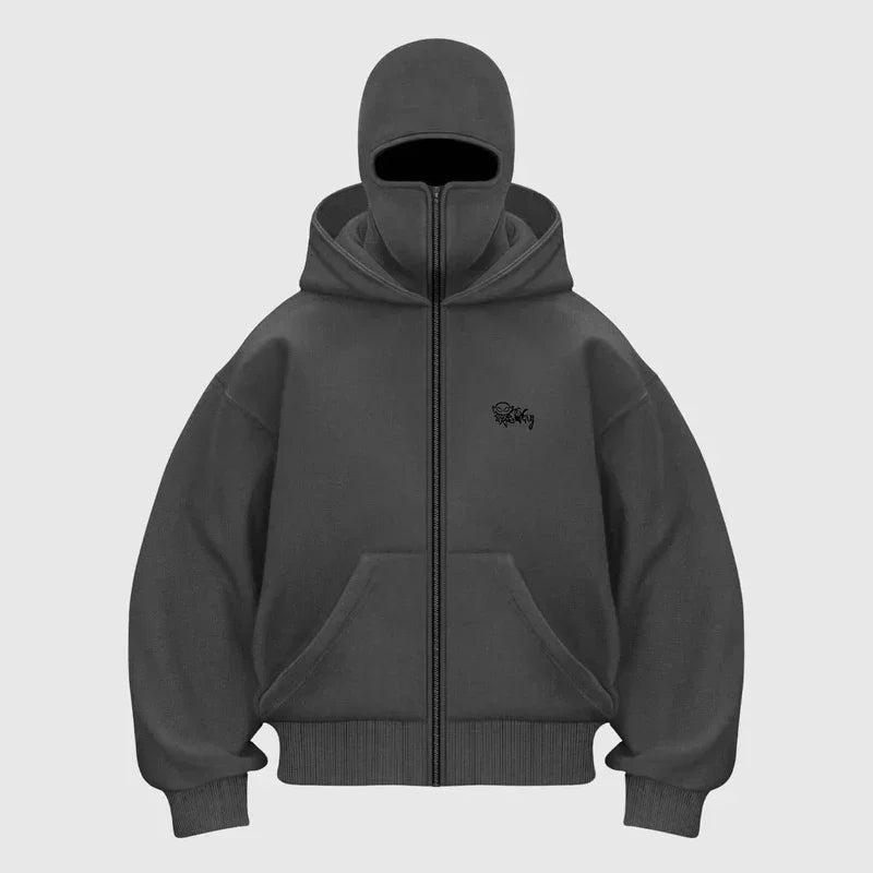 Y2K Zip up Hoodie Gothic Hip Hop Harajuku Double Hat high quality Oversized Streetwear Men Women Fashion vintage sweatshirt top