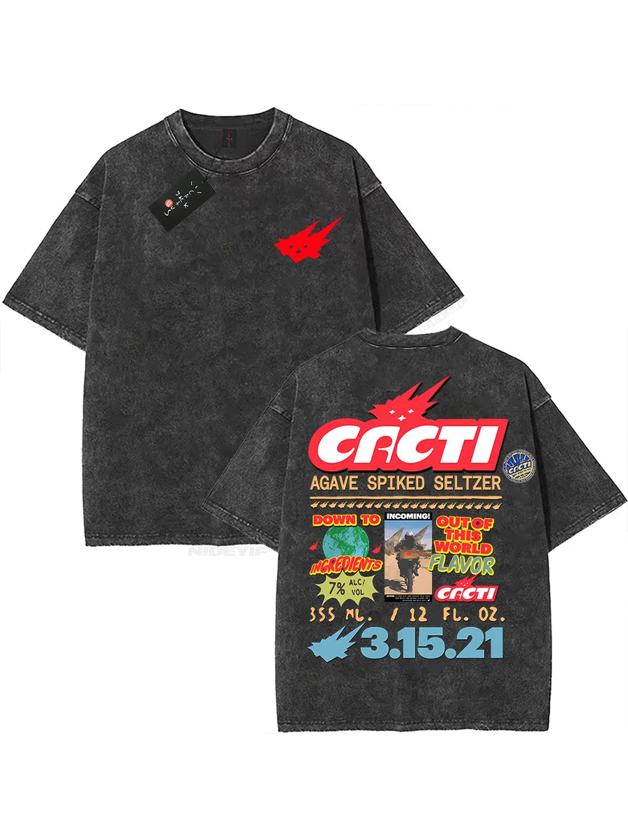 100% Cotton Oversized T Shirt For Men Women HipHop Washed T Shirts cactus jack Short Sleeve Gift Tops look mom i can fly K39