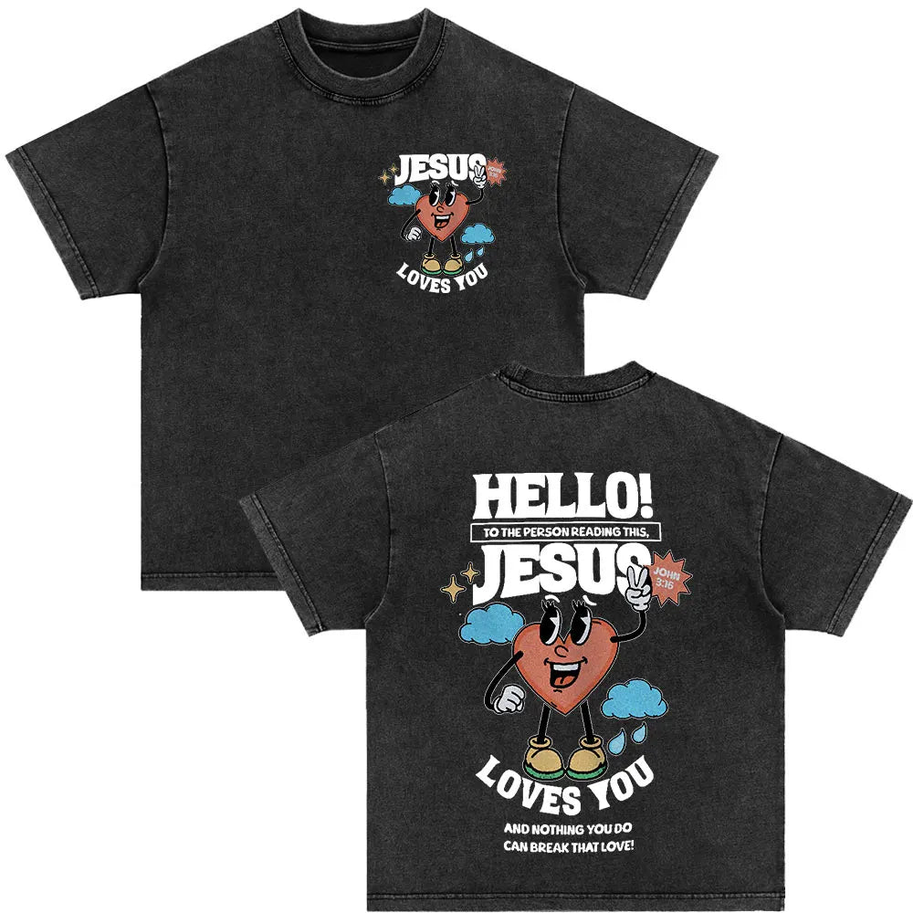 Christian Jesus Died for Me Now I Live for Him Bible Verse Vintage Washed T-shirts Men Women Fashion Harajuku Oversized T Shirts