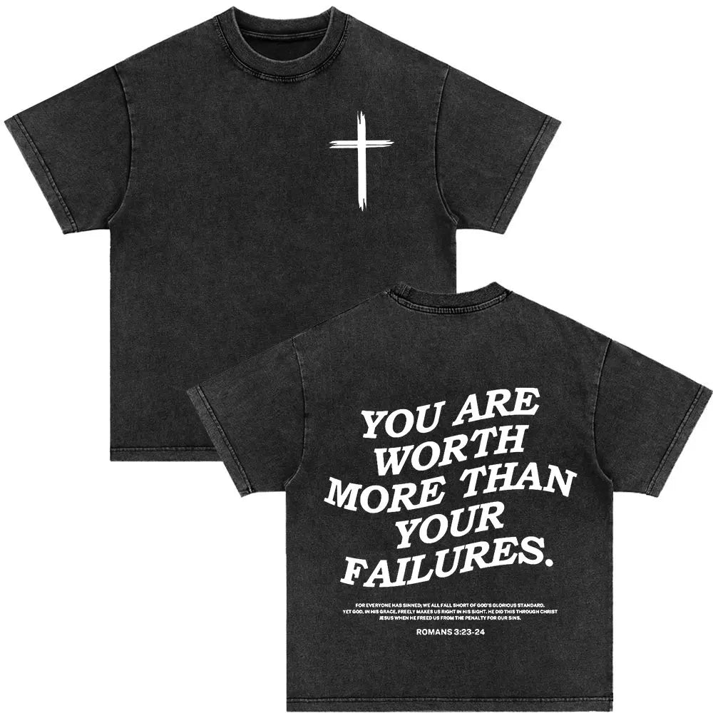 Christian Jesus Died for Me Now I Live for Him Bible Verse Vintage Washed T-shirts Men Women Fashion Harajuku Oversized T Shirts