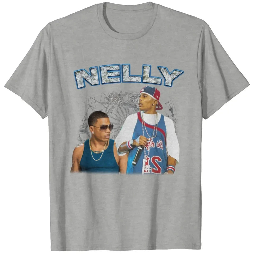 Nelly 90s Vintage Nellyville Rapper Graphic Cotton T-shirt Unisex Men Women Hip Hop Short Sleeve Classic Tee Fans Essentials