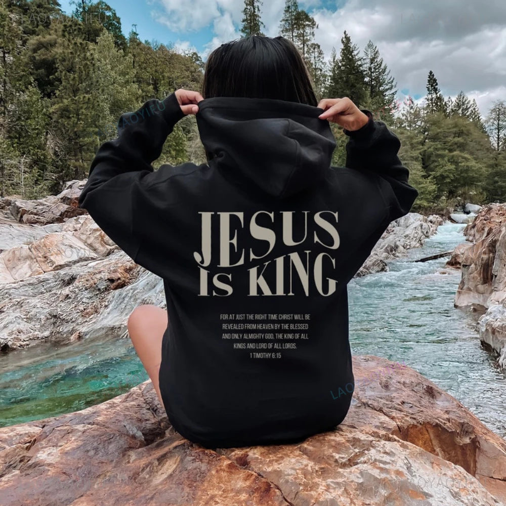 Jesus Is King Sweatshirt Jesus Women Long Seleeve Hoodie Christian Hoody Clothes Christian Streetwear Gospel Jesus Clothes