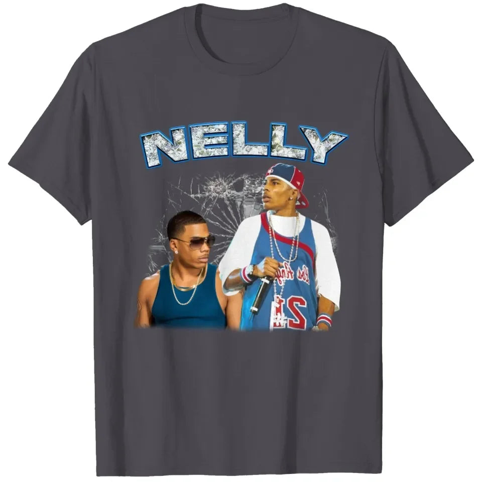 Nelly 90s Vintage Nellyville Rapper Graphic Cotton T-shirt Unisex Men Women Hip Hop Short Sleeve Classic Tee Fans Essentials