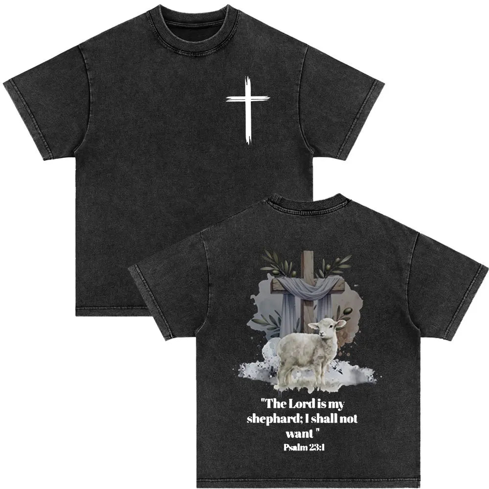 Christian Jesus Died for Me Now I Live for Him Bible Verse Vintage Washed T-shirts Men Women Fashion Harajuku Oversized T Shirts