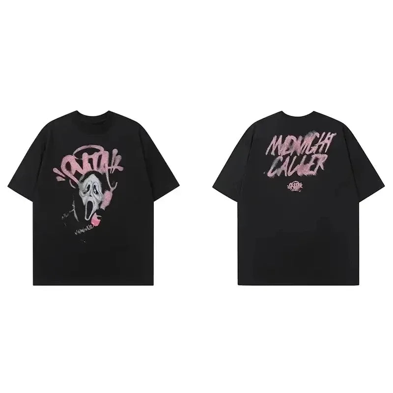 2025 Streetwear Y2K SYNA Fun Halloween World Scream T Shirts Men Women Hip Hop Printed Tees Gothic Short Sleeves O Neck Top