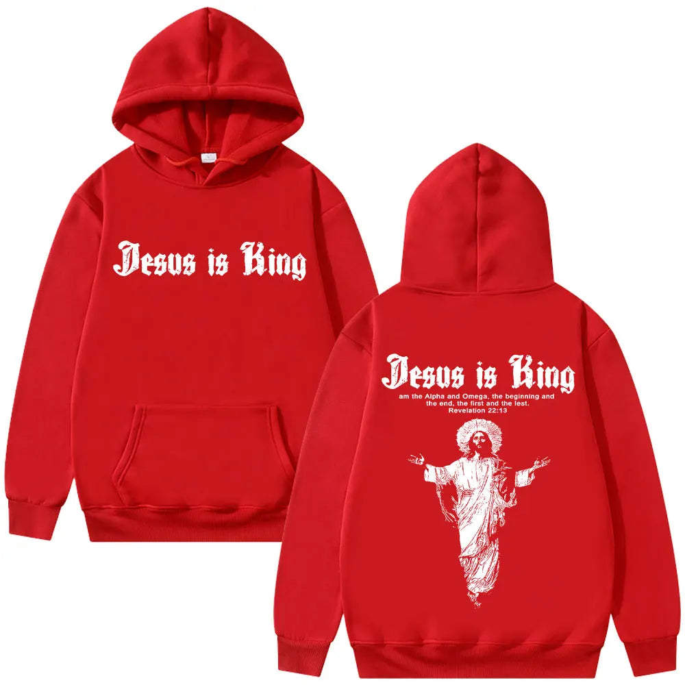 Jesus Is King Graphic Hoodie Christian Religious Clothes Men Women Fashion Gothic Rock Sweatshirt Hip Hop Oversized Streetwear