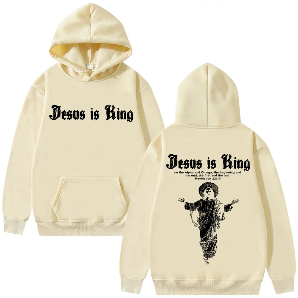 Jesus Is King Graphic Hoodie Christian Religious Clothes Men Women Fashion Gothic Rock Sweatshirt Hip Hop Oversized Streetwear