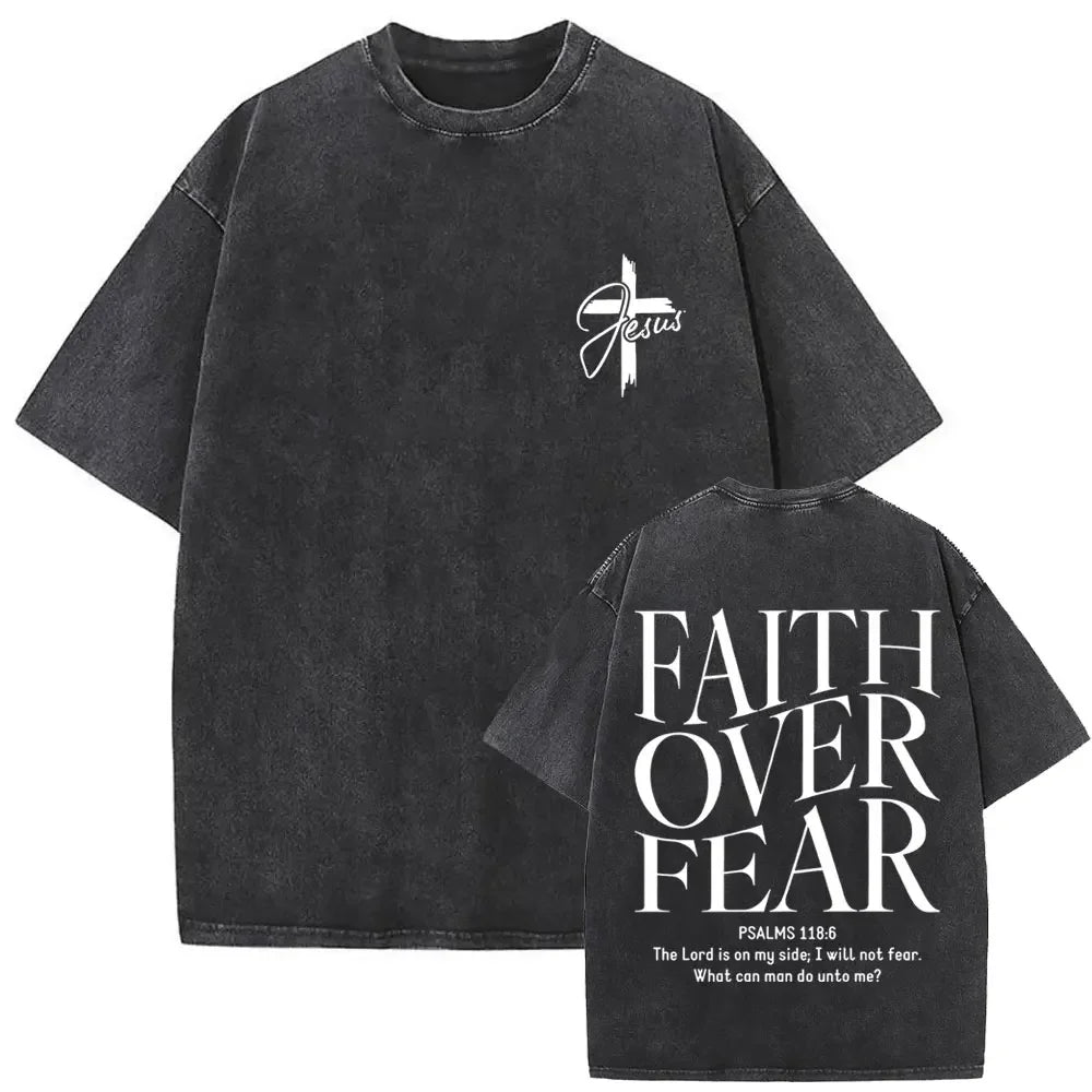 Christian Religious Jesus Forgive Them Father Vintage Washed T-shirt  Men Women Gothic Rock Oversized T Shirts Tops Streetwear