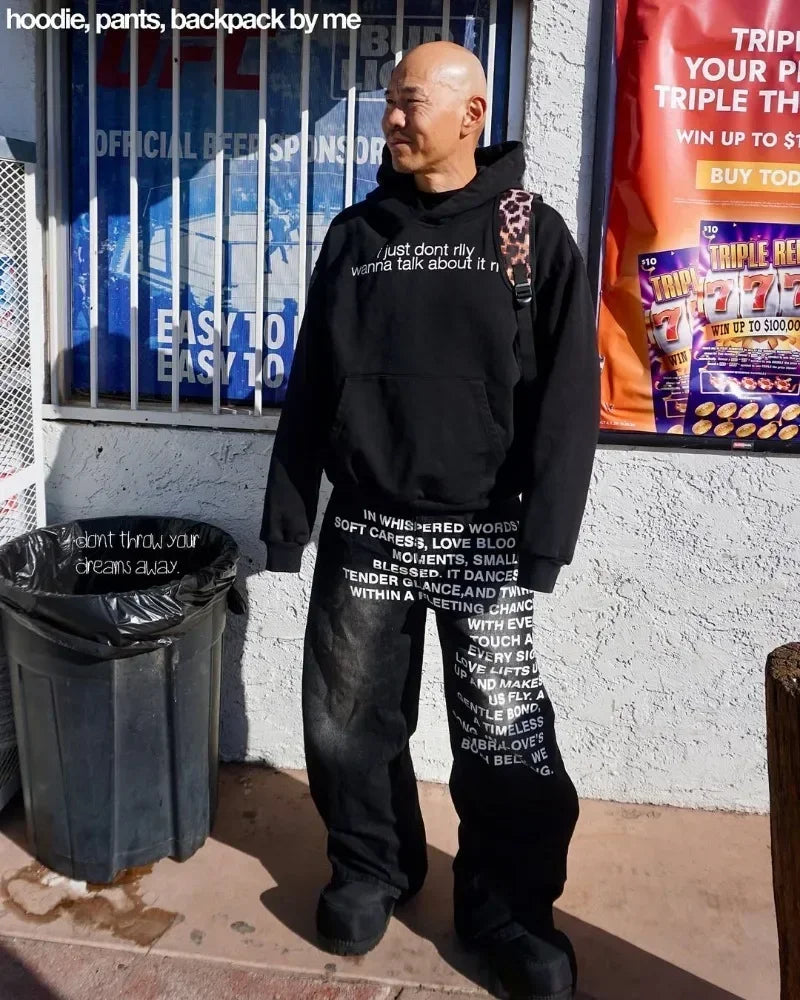 blue jeans vintage Fashion Y2K Wideleg pants Harajuku Hip Hop Streetwear Letter Printing Jeans Gothic black baggy casual pants