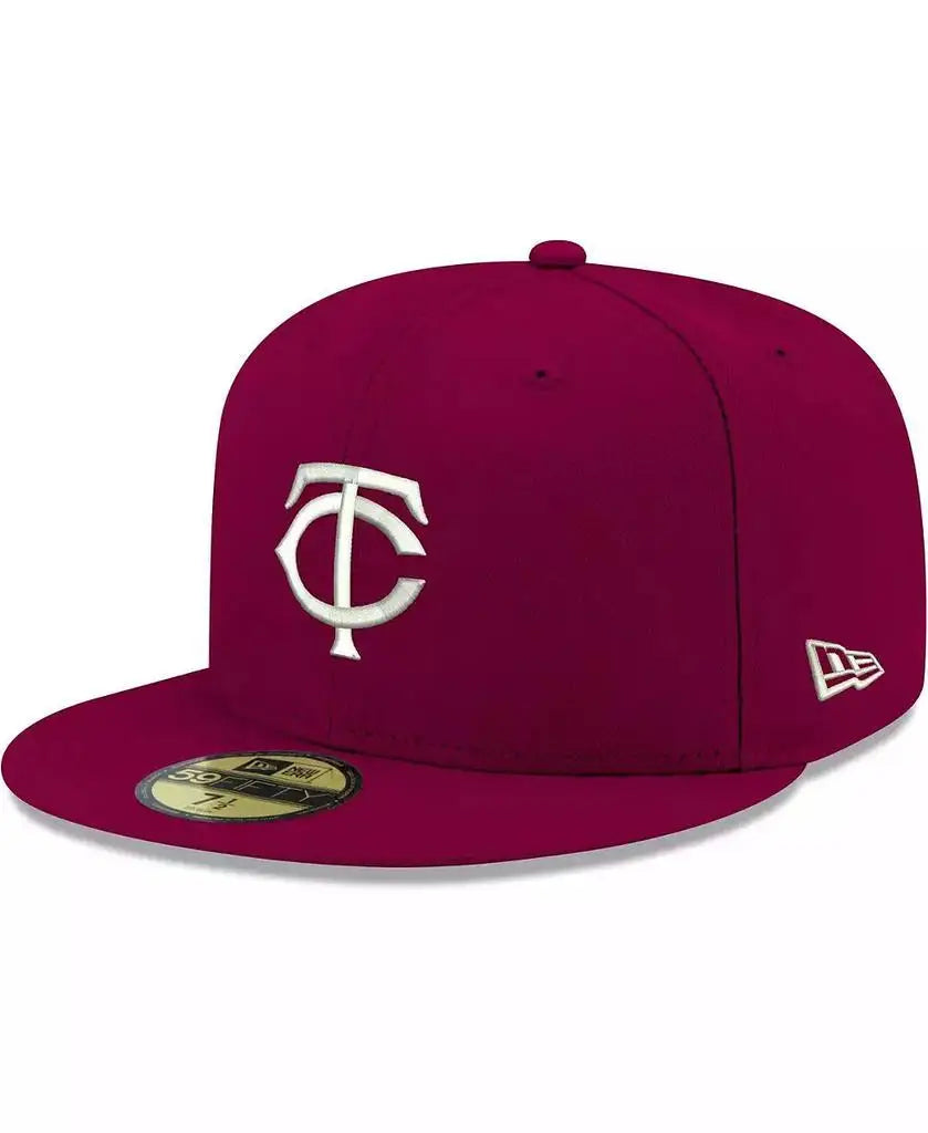 New Era | Men's Cardinal Minnesota Twins Logo White 59FIFTY Fitted Hat