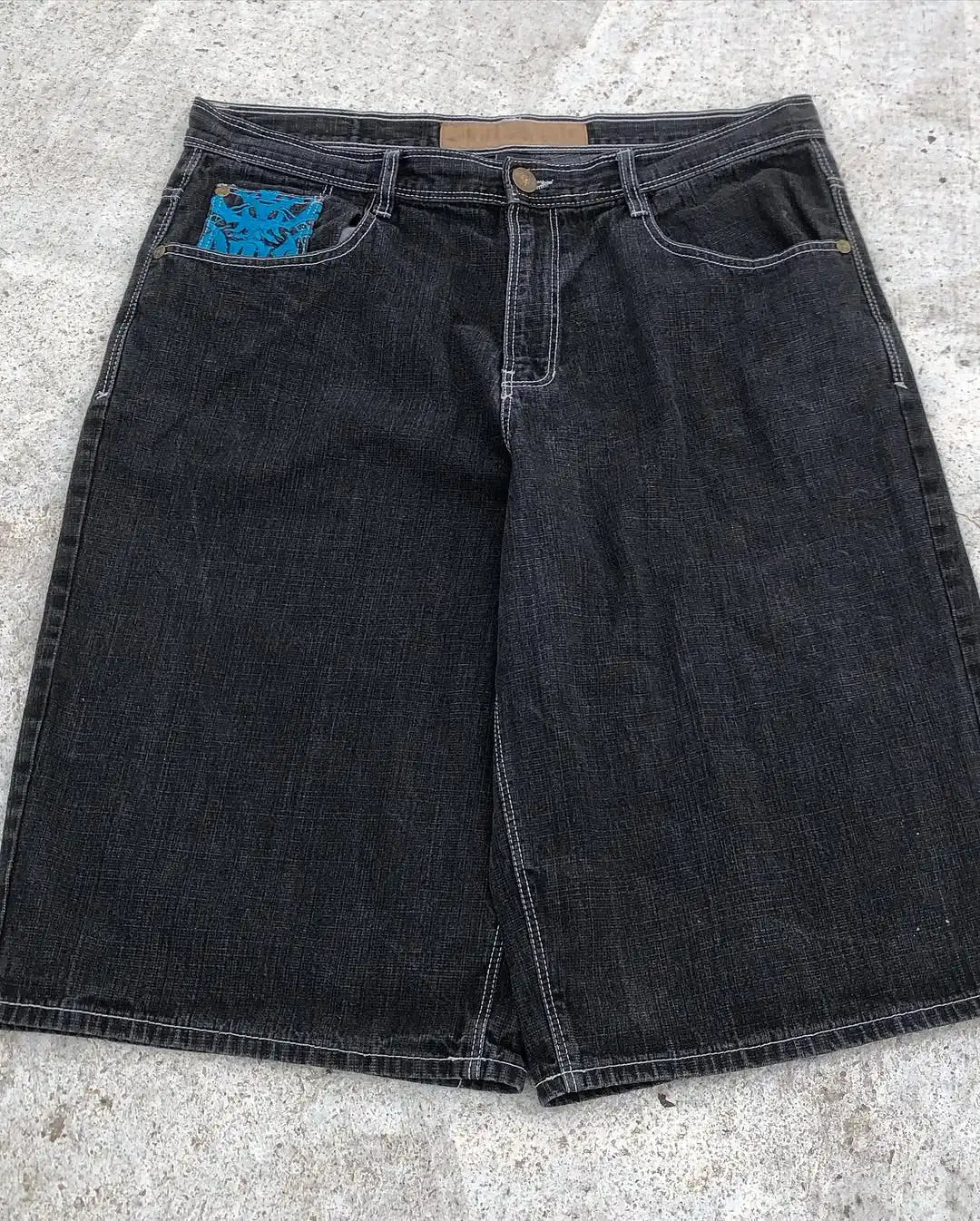 Street Hip-hop Personalized Pattern Fashionable Versatile Jeans Men American Harajuku Retro Casual Loose Straight Shorts Women