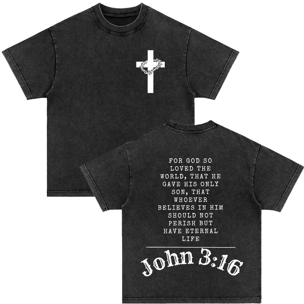Christian Jesus Died for Me Now I Live for Him Bible Verse Vintage Washed T-shirts Men Women Fashion Harajuku Oversized T Shirts
