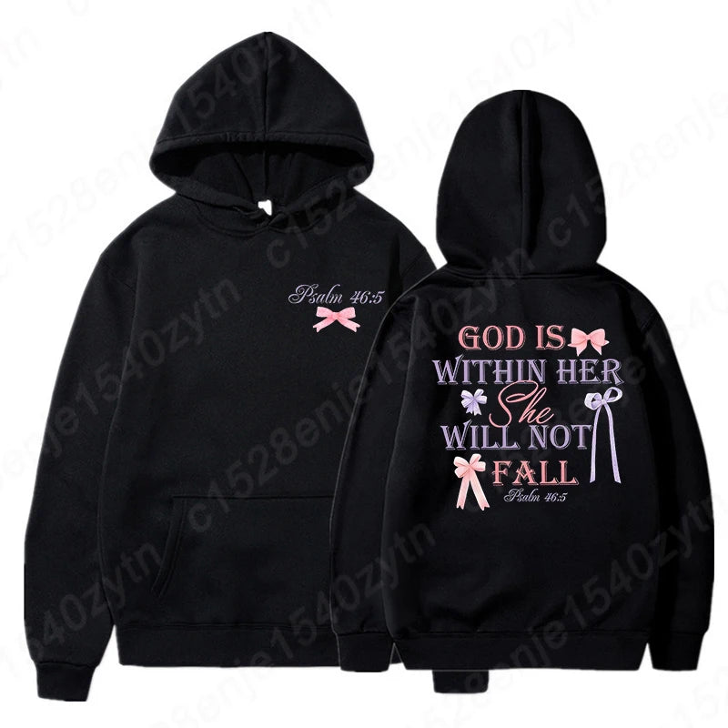 Women's Hoodies with Butterfly and Letter Print, Long Sleeves, Hooded, Christian Jesus God Graphic Hoodies, Harajuku Pulllovers
