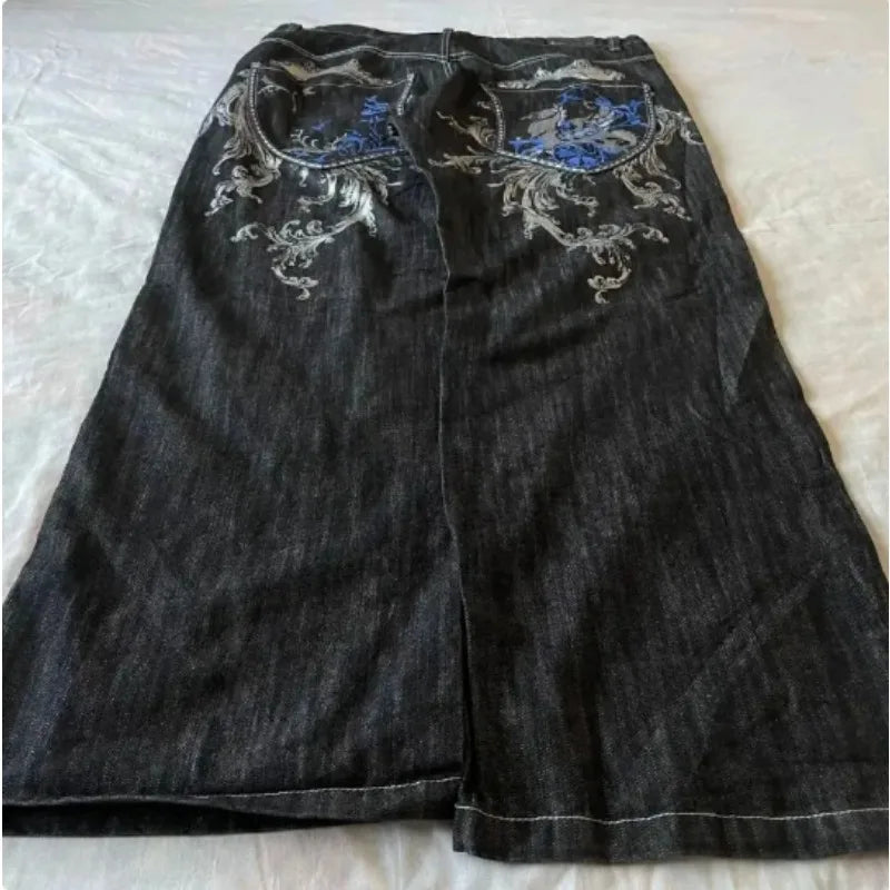 Harajuku Y2K crown graphic pocket embroidery high quality oversized jeans for women high street slim sexy casual straight pants