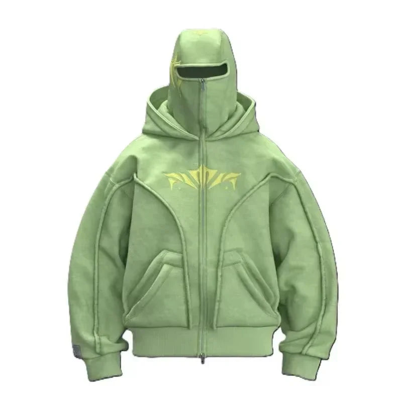Y2K Zip up Hoodie Gothic Hip Hop Harajuku Double Hat high quality Oversized Streetwear Men Women Fashion vintage sweatshirt top